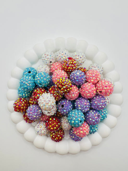 Rhinestone Coated Clay Base Beads -Random Mix