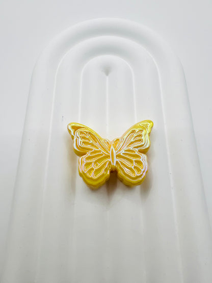 3D Butterfly Solid Color with UV Coated Charm Beads
