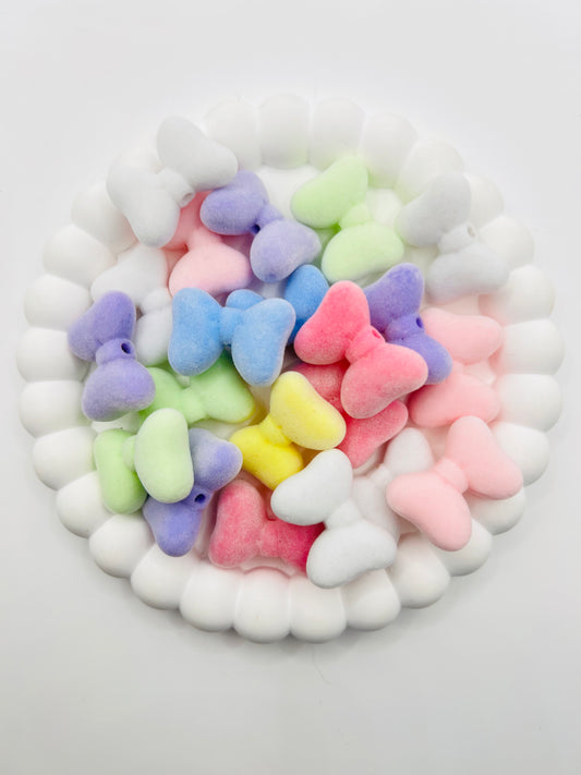 3D Bow Velvet Texture Charm Beads
