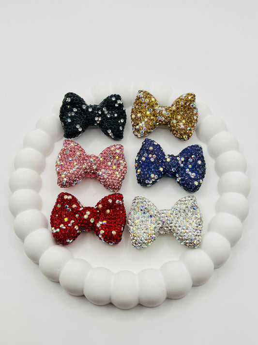 Bow Shape Clay Beads with Rhinestones -Choose Color