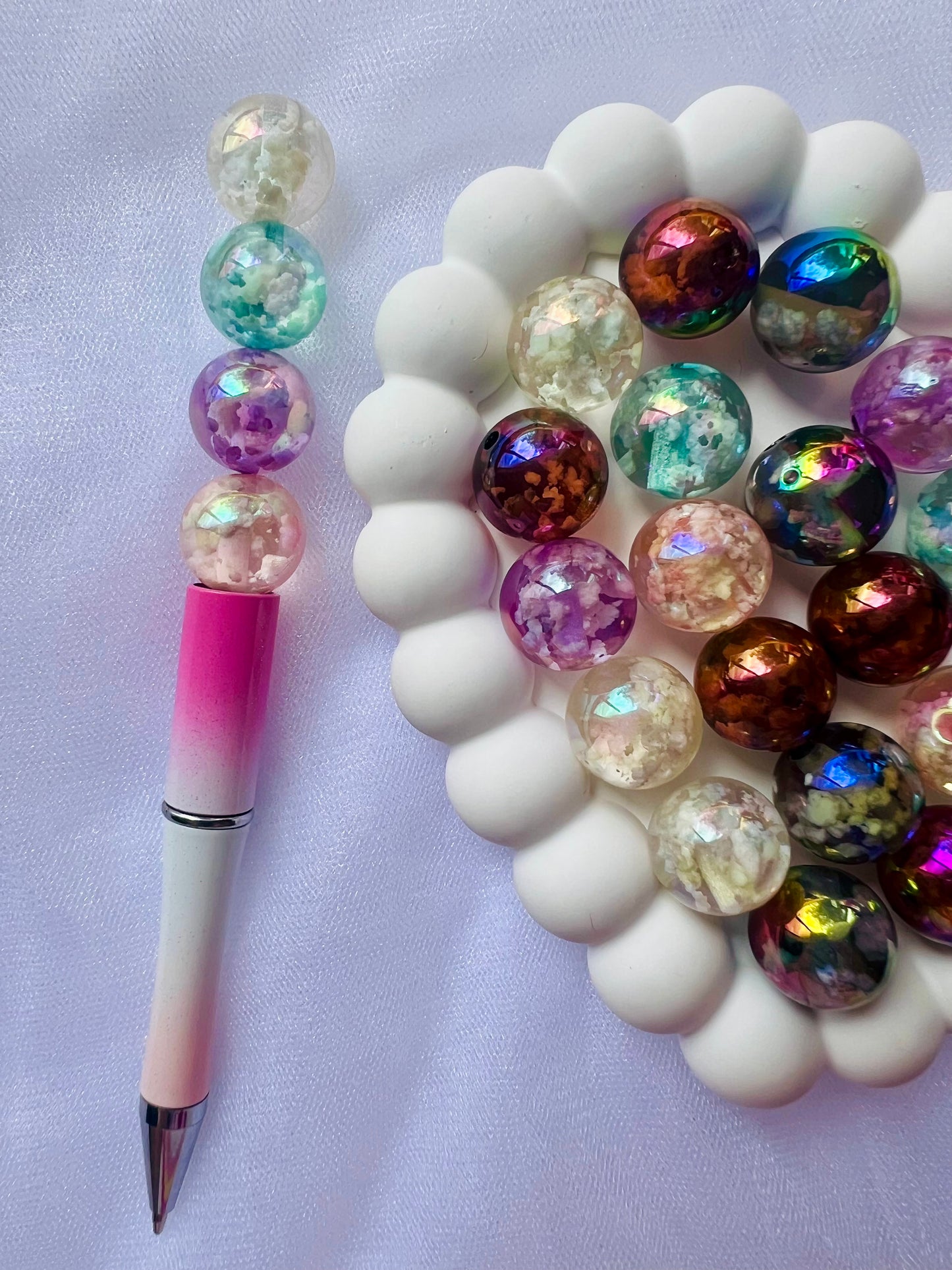 Transparent Luminous Cloud Effect Round Beads Random Mix-16mm