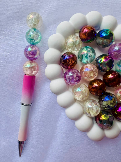 Transparent Luminous Cloud Effect Round Beads Random Mix-16mm