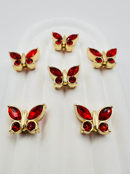 Butterfly Shape Shiny Gold Metal  Bead with Rhinestone
