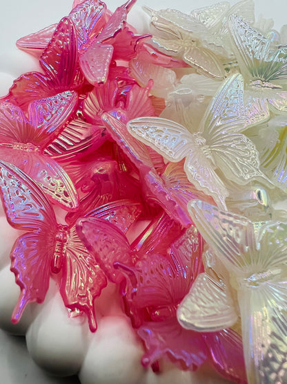 3D Butterfly Jelly Color UV Coated Glow in the Dark Charm Beads
