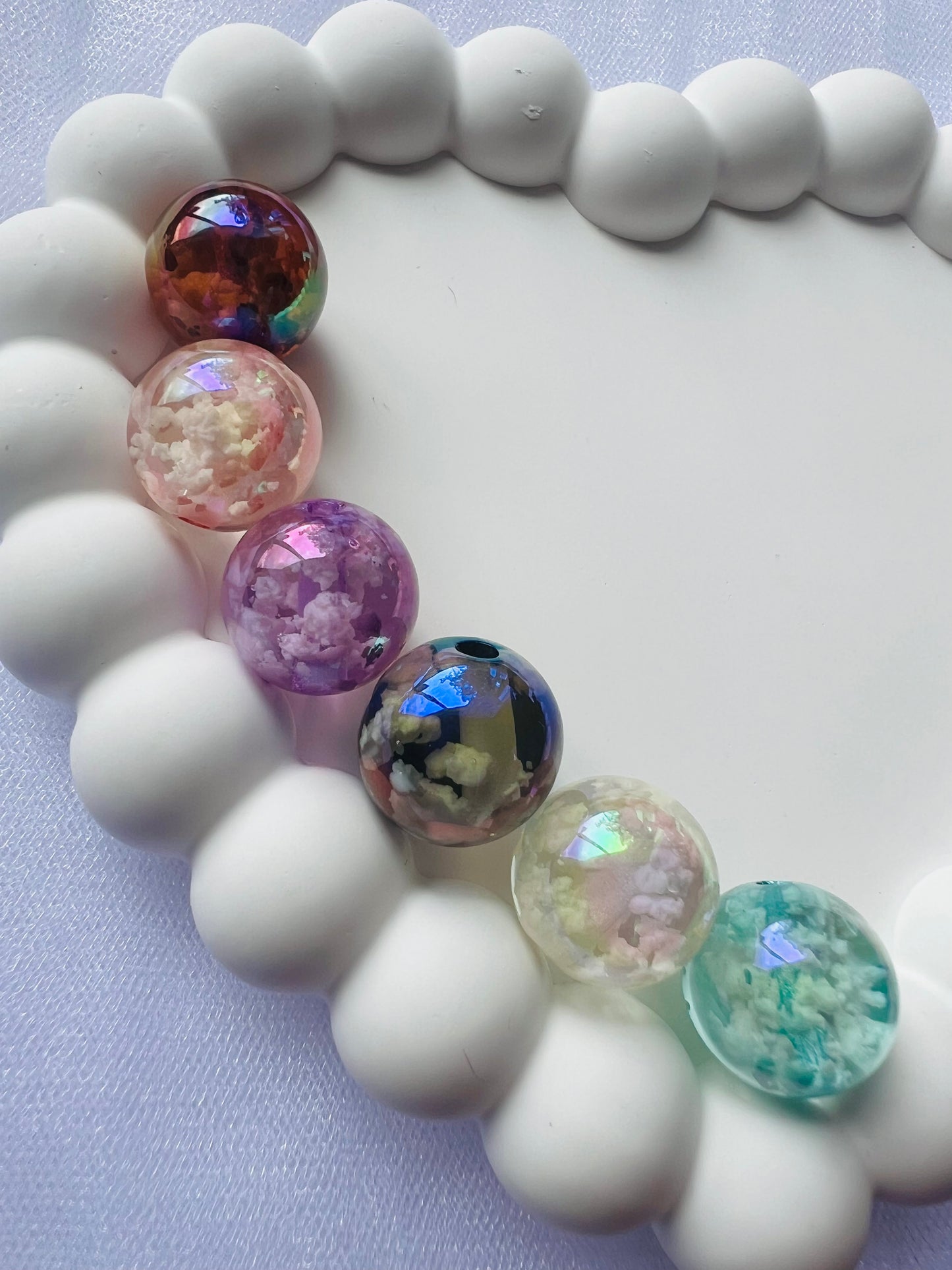 Transparent Luminous Cloud Effect Round Beads Random Mix-16mm