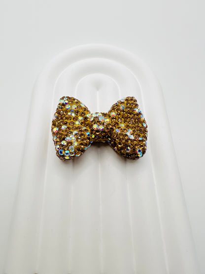 Bow Shape Clay Beads with Rhinestones -Choose Color