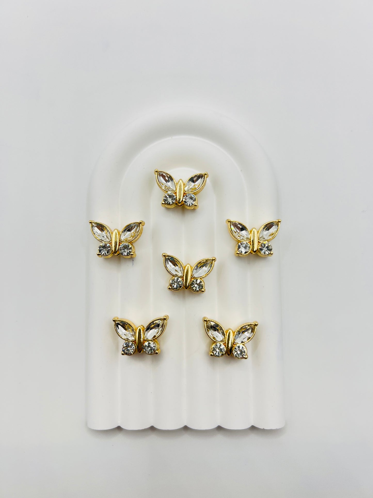 Butterfly Shape Shiny Gold Metal  Bead with Rhinestone