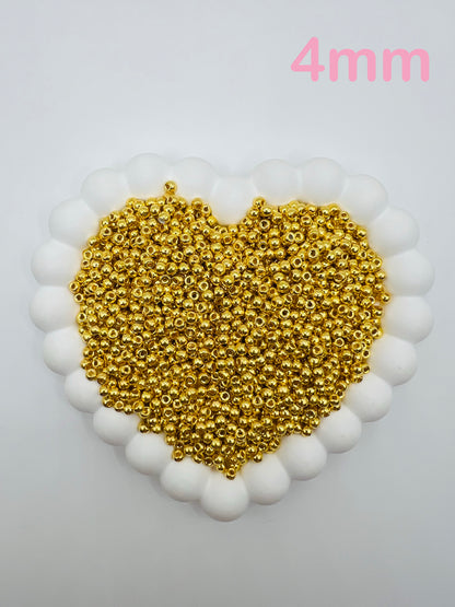 Metallic Shiny GOLD Round Beads -4mm