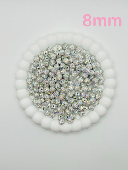 AB Rhinestones Round Clay Beads