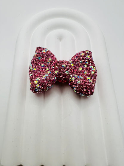 Bow Shape Clay Beads with Rhinestones -Choose Color