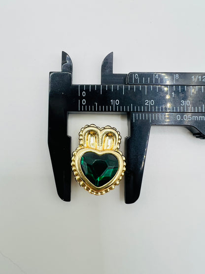 Heart Shape with Bunny Ears Shiny Gold Metal  Bead with Rhinestone