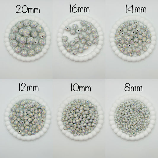AB Rhinestones Round Clay Beads