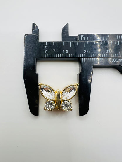 Butterfly Shape Shiny Gold Metal  Bead with Rhinestone