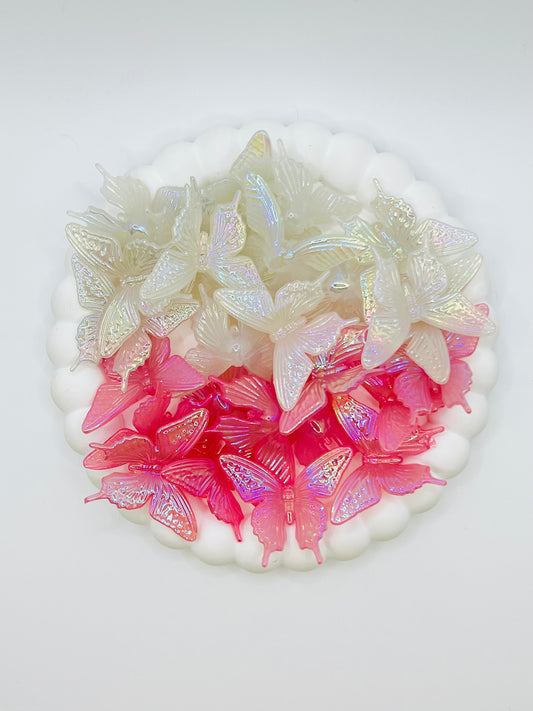 3D Butterfly Jelly Color UV Coated Glow in the Dark Charm Beads
