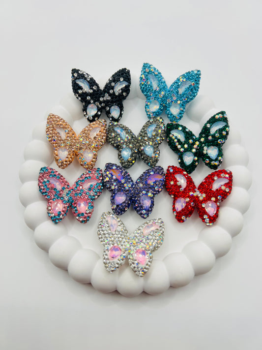 Butterfly Shape Clay Beads with Rhinestones -Choose Color