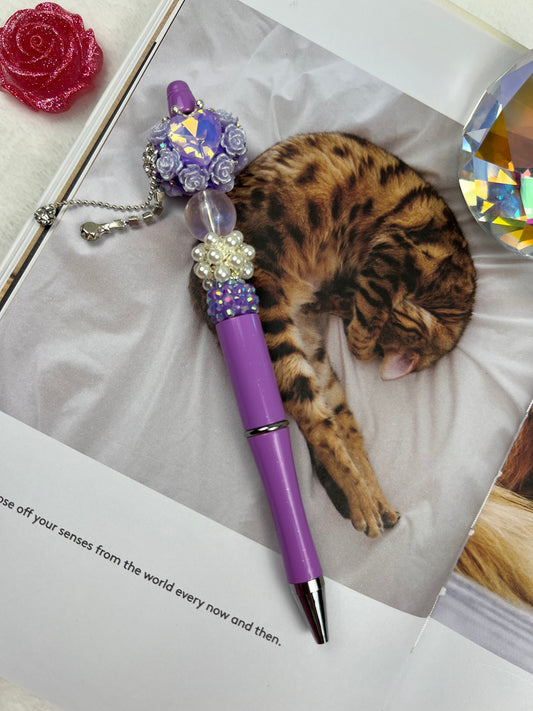 S Purple Heart and Roses with Dangle and Luminous Bead