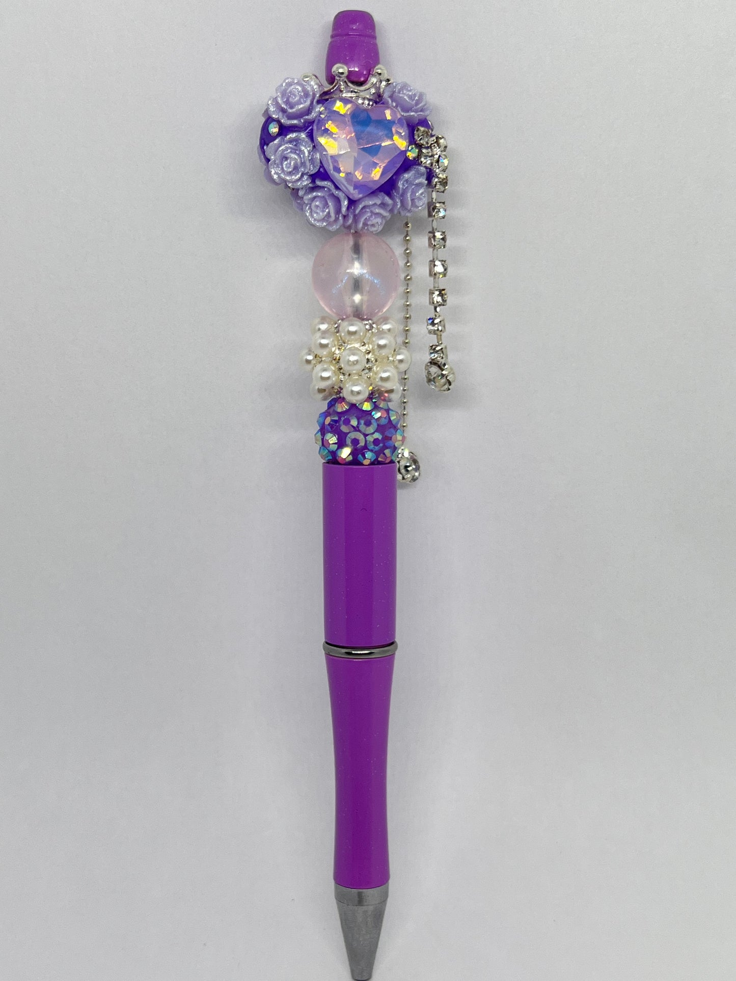 S Purple Heart and Roses with Dangle and Luminous Bead