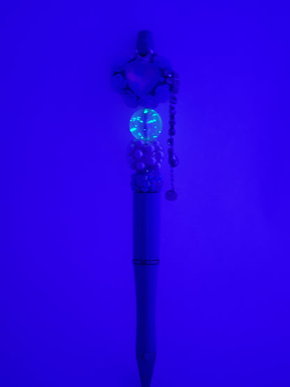 S Purple Heart and Roses with Dangle and Luminous Bead
