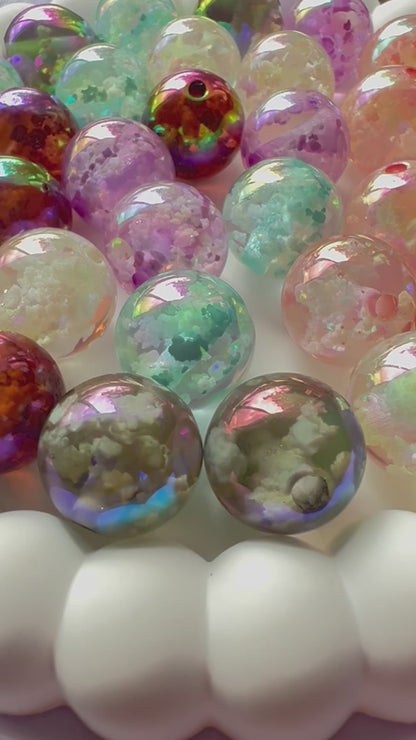 Transparent Luminous Cloud Effect Round Beads Random Mix-16mm